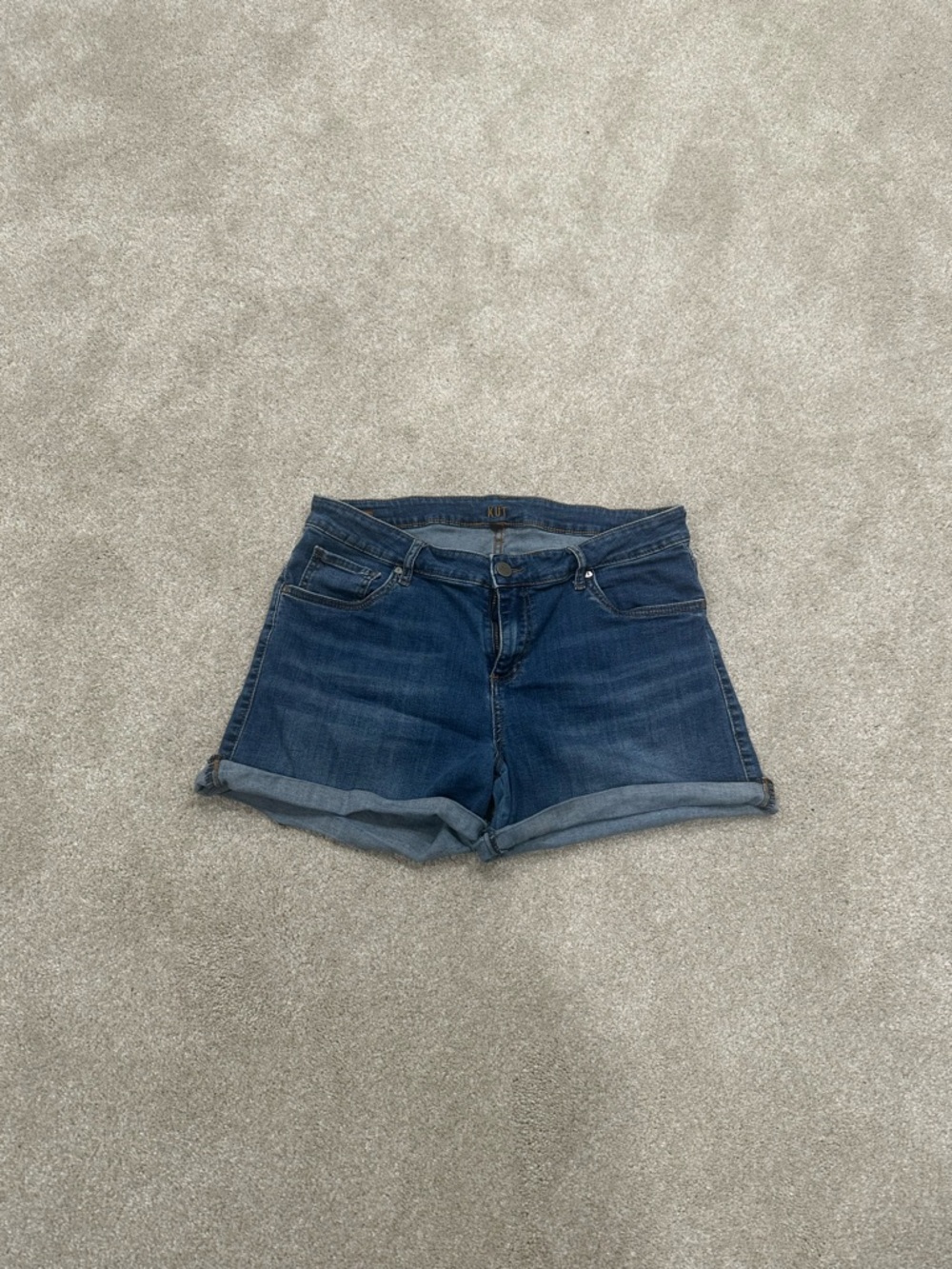 Kut from the Kloth Dark Blue Rolled-Hem Denim Shorts